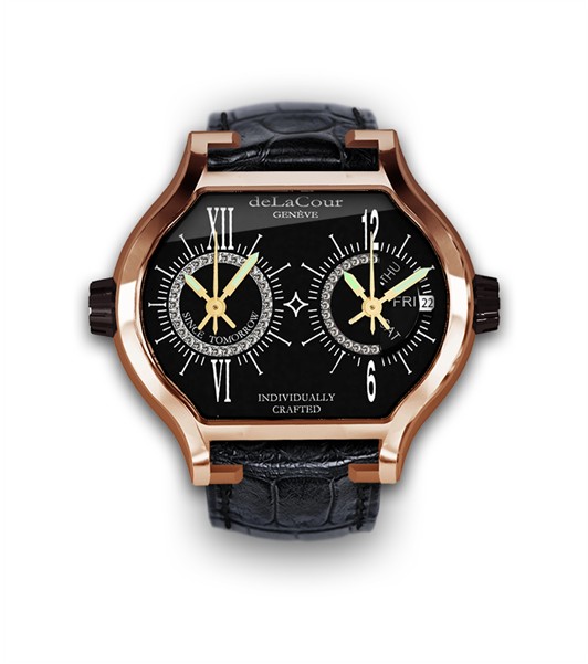 Replica DeLaCour City Cadet 2 A Rose Gold Black WAPS0020-1468 Replica Watch